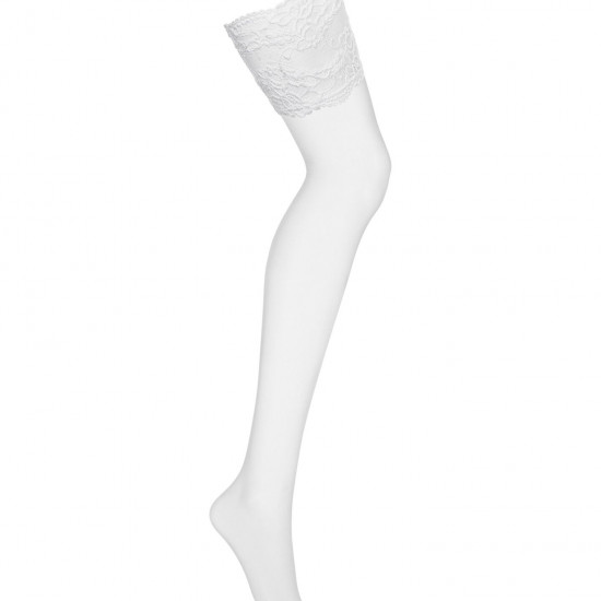 Панчохи під пояс із широким мереживом Obsessive 810-STO-2 stockings S/M, білі Панчохи під пояс із широким мереживом Obsessive 810-STO-2 stockings S/M, білі