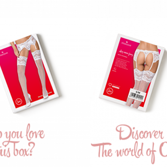 Панчохи під пояс із широким мереживом Obsessive 810-STO-2 stockings L/XL, білі Панчохи під пояс із широким мереживом Obsessive 810-STO-2 stockings L/XL, білі