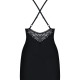 Сатиновий комплект для сну з мереживом Obsessive 828-CHE-1 chemise & thong L/XL, чорний, сорочка, ст Сатиновий комплект для сну з мереживом Obsessive 828-CHE-1 chemise & thong L/XL, чорний, сорочка, ст