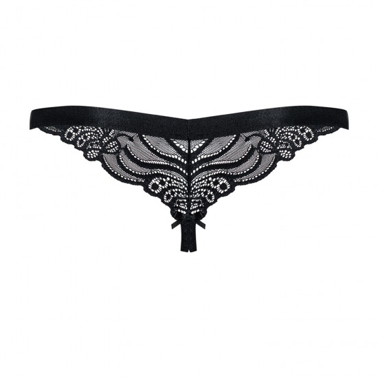Мереживні танги з доступом Obsessive 828-THC-1 crotchless thong S/M, чорні Мереживні танги з доступом Obsessive 828-THC-1 crotchless thong S/M, чорні