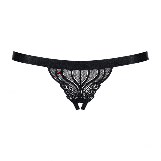 Мереживні танги з доступом Obsessive 828-THC-1 crotchless thong L/XL, чорні Мереживні танги з доступом Obsessive 828-THC-1 crotchless thong L/XL, чорні