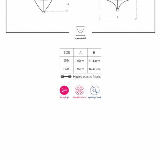 Мереживні танги з доступом Obsessive 828-THC-1 crotchless thong L/XL, чорні Мереживні танги з доступом Obsessive 828-THC-1 crotchless thong L/XL, чорні