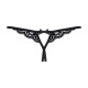 Мереживні танги з двома отворами Obsessive 831-THC-1 crotchless thongL/XL, чорні, бантики Мереживні танги з двома отворами Obsessive 831-THC-1 crotchless thongL/XL, чорні, бантики