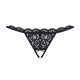 Мереживні танги з двома отворами Obsessive 831-THC-1 crotchless thongL/XL, чорні, бантики Мереживні танги з двома отворами Obsessive 831-THC-1 crotchless thongL/XL, чорні, бантики