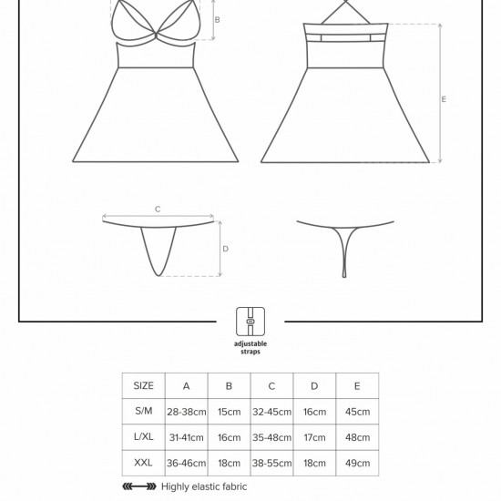 Еротичний мереживний комплект із сіточкою Obsessive 838-BAB-1babydoll & thong black S/M, чорний, пен Еротичний мереживний комплект із сіточкою Obsessive 838-BAB-1babydoll & thong black S/M, чорний, пен
