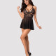 Еротичний мереживний комплект із сіточкою Obsessive 838-BAB-1babydoll & thong black S/M, чорний, пен Еротичний мереживний комплект із сіточкою Obsessive 838-BAB-1babydoll & thong black S/M, чорний, пен