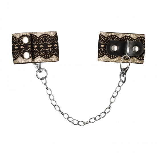 Наручники з блискітками та ланцюгом Obsessive A746 cuffs, чорно-золоті Наручники з блискітками та ланцюгом Obsessive A746 cuffs, чорно-золоті