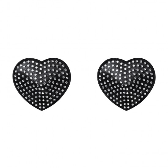 Накладки-сердечки на соски со стразами Obsessive A750 nipple covers, черные