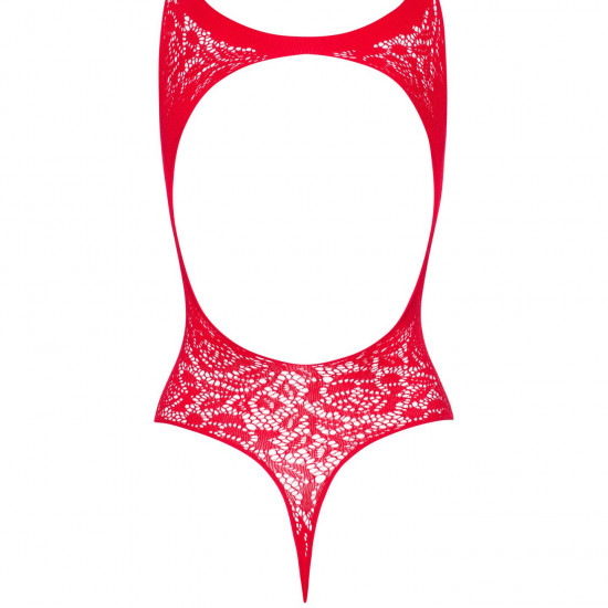 Ажурний бодістокінг із ефектом шнурівки Obsessive B120 teddy red S/M/L, червоний Ажурний бодістокінг із ефектом шнурівки Obsessive B120 teddy red S/M/L, червоний