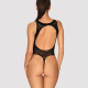 Ажурный бодистокинг с эффектом шнуровки Obsessive B129 teddy black S/M/L, черный, с доступом