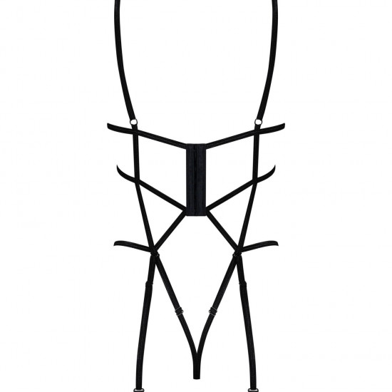 Боді зі стреп із доступом Obsessive Badossa crotchless teddy L/XL, чорний Боді зі стреп із доступом Obsessive Badossa crotchless teddy L/XL, чорний