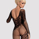 Бодістокінг Obsessive Bodystocking F210 S/M/L black, рукава-мітенки, сітка, кольорове мереживо Бодістокінг Obsessive Bodystocking F210 S/M/L black, рукава-мітенки, сітка, кольорове мереживо