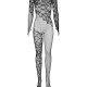 Бодістокінг Obsessive Bodystocking F210 S/M/L black, рукава-мітенки, сітка, кольорове мереживо Бодістокінг Obsessive Bodystocking F210 S/M/L black, рукава-мітенки, сітка, кольорове мереживо