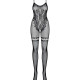 Бодістокінг Obsessive Bodystocking F213 S/M/L, імітація мереживного боді та резинки для панчіх Бодістокінг Obsessive Bodystocking F213 S/M/L, імітація мереживного боді та резинки для панчіх