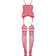 Бодістокінг Obsessive Bodystocking F214 red S/M/L, імітація корсета та панчіх на підв’язках Бодістокінг Obsessive Bodystocking F214 red S/M/L, імітація корсета та панчіх на підв’язках