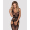 (SALE) Бодістокінг Obsessive Bodystocking F217 S/M/L, елегантний силуетний малюнок, імітація панчіх