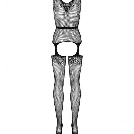 Бодістокінг Obsessive Bodystocking F217 S/M/L, елегантний силуетний малюнок, імітація панчіх Бодістокінг Obsessive Bodystocking F217 S/M/L, елегантний силуетний малюнок, імітація панчіх