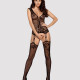 Бодістокінг Obsessive Bodystocking F221 XL/XXL, силуетний квітковий малюнок, імітація панчіх Бодістокінг Obsessive Bodystocking F221 XL/XXL, силуетний квітковий малюнок, імітація панчіх