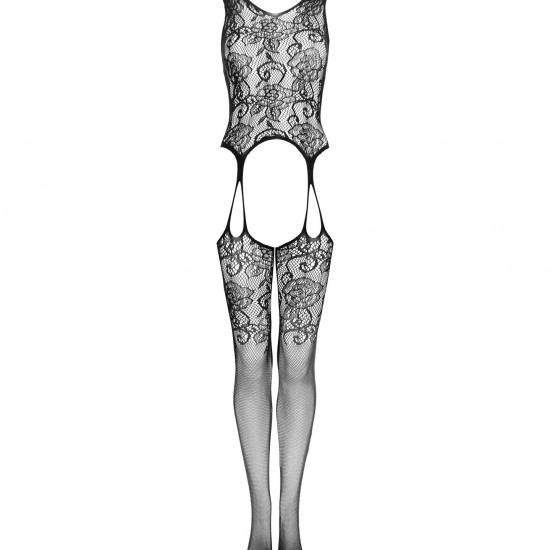 Бодістокінг Obsessive Bodystocking F237 S/M/L, рослинне плетіння, імітація панчіх Бодістокінг Obsessive Bodystocking F237 S/M/L, рослинне плетіння, імітація панчіх