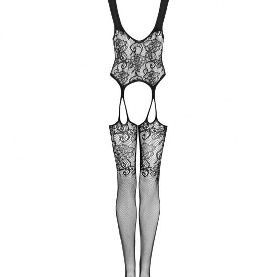 Бодістокінг Obsessive Bodystocking F237 XL/XXL, рослинне плетіння, імітація панчіх Бодістокінг Obsessive Bodystocking F237 XL/XXL, рослинне плетіння, імітація панчіх
