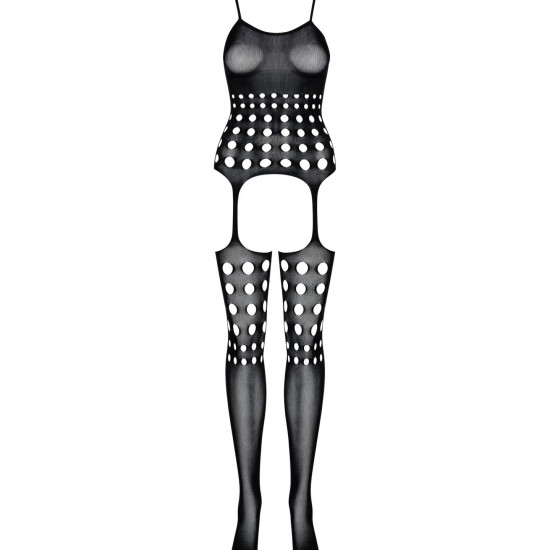 Бодістокінг Obsessive Bodystocking G310 S/M/L, топ, панчохи, підв’язки, круглі вирізи Бодістокінг Obsessive Bodystocking G310 S/M/L, топ, панчохи, підв’язки, круглі вирізи