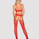 Бодістокінг Obsessive Bodystocking G313 S/M/L red, шнурівка, геометричний декор Бодістокінг Obsessive Bodystocking G313 S/M/L red, шнурівка, геометричний декор