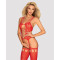 (SALE) Бодістокінг Obsessive Bodystocking G313 S/M/L red, шнурівка, геометричний декор