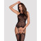 (SALE) Бодістокінг Obsessive Bodystocking G316 S/M/L, квітковий декор, схрещені підв’язки