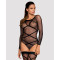 (SALE) Бодістокінг Obsessive Bodystocking G320 S/M/L, панчохи, боді, декор у вигляді ліній