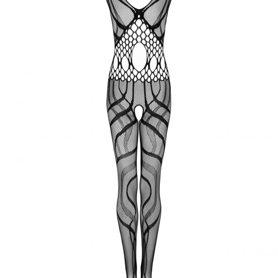 Сітчастий бодістокінг з вирізами та малюнком Obsessive Bodystocking G328 S/M/L, чорний, комбінезон Сітчастий бодістокінг з вирізами та малюнком Obsessive Bodystocking G328 S/M/L, чорний, комбінезон