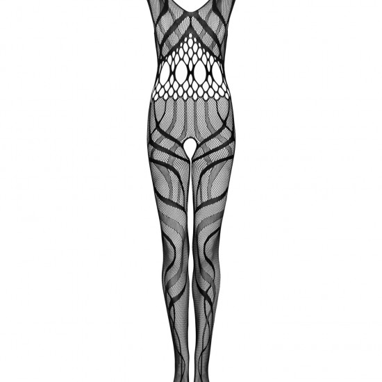 Сітчастий бодістокінг з вирізами та малюнком Obsessive Bodystocking G328 S/M/L, чорний, комбінезон Сітчастий бодістокінг з вирізами та малюнком Obsessive Bodystocking G328 S/M/L, чорний, комбінезон