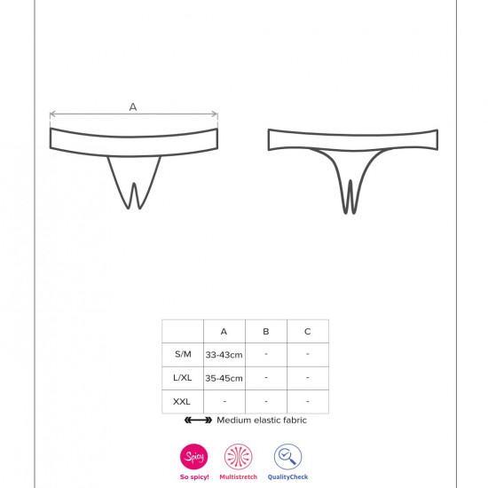 Мереживні танга з доступом Obsessive Contica crothchles thong L/XL, чорні Мереживні танга з доступом Obsessive Contica crothchles thong L/XL, чорні