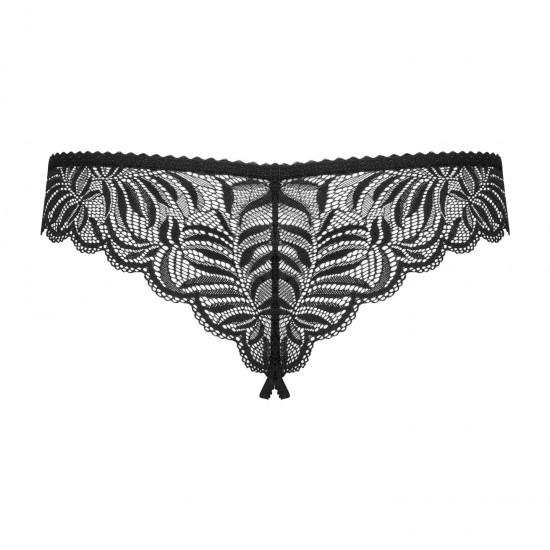 Мереживні танга з доступом Obsessive Contica crothchles thong L/XL, чорні Мереживні танга з доступом Obsessive Contica crothchles thong L/XL, чорні