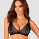 Мереживний бюстгальтер із трикутною чашкою Obsessive Estiqua bra XS/S, чорний, широкі лямки Мереживний бюстгальтер із трикутною чашкою Obsessive Estiqua bra XS/S, чорний, широкі лямки