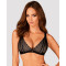 (SALE) Мереживний бюстгальтер із трикутною чашкою Obsessive Estiqua bra M/L, чорний, широкі лямки
