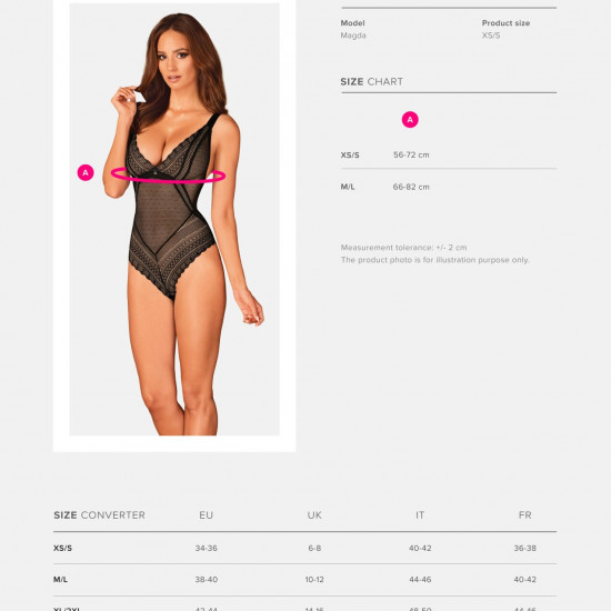 Мереживне боді з декольте Obsessive Estiqua teddy M/L, чорне, широкі лямки Мереживне боді з декольте Obsessive Estiqua teddy M/L, чорне, широкі лямки