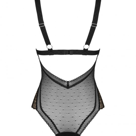 Мереживне боді з декольте Obsessive Estiqua teddy M/L, чорне, широкі лямки Мереживне боді з декольте Obsessive Estiqua teddy M/L, чорне, широкі лямки