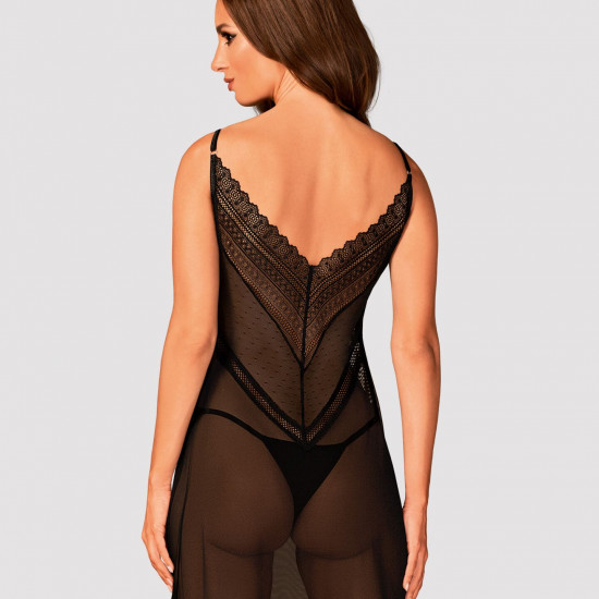 Напівпрозора довга сорочка Obsessive Estiqua chemise M/L, чорний, асиметричний крій Напівпрозора довга сорочка Obsessive Estiqua chemise M/L, чорний, асиметричний крій