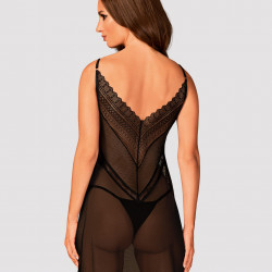 (SALE) Напівпрозора довга сорочка Obsessive Estiqua chemise XL/2XL, чорний, асиметричний крій