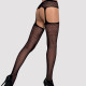 Сітчасті панчохи-стокінги з квітковим малюнком Obsessive Garter stockings S207 S/M/L, чорні, імітаці Сітчасті панчохи-стокінги з квітковим малюнком Obsessive Garter stockings S207 S/M/L, чорні, імітаці