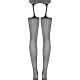 Сітчасті панчохи-стокінги з квітковим малюнком Obsessive Garter stockings S207 S/M/L, чорні, імітаці Сітчасті панчохи-стокінги з квітковим малюнком Obsessive Garter stockings S207 S/M/L, чорні, імітаці