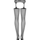 Сітчасті панчохи-стокінги з мереживним поясом Obsessive Garter stockings S307 XL/X, чорні, імітація Сітчасті панчохи-стокінги з мереживним поясом Obsessive Garter stockings S307 XL/X, чорні, імітація
