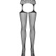 Сітчасті панчохи-стокінги з мереживним поясом Obsessive Garter stockings S307 XL/X, чорні, імітація Сітчасті панчохи-стокінги з мереживним поясом Obsessive Garter stockings S307 XL/X, чорні, імітація
