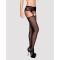 (SALE) Сітчасті панчохи-стокінги з мереживним поясом Obsessive Garter stockings S307 XL/XXL, чорні, імітаці