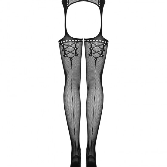 Сітчасті панчохи-стокінги зі стрілкою Obsessive Garter stockings S314 S/M/L, чорні, імітація гартері Сітчасті панчохи-стокінги зі стрілкою Obsessive Garter stockings S314 S/M/L, чорні, імітація гартері