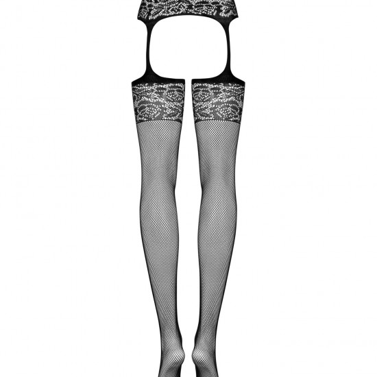 Сітчасті панчохи-стокінги з імітацією гартерів Obsessive Garter stockings S500S/M/L, чорні, з доступ Сітчасті панчохи-стокінги з імітацією гартерів Obsessive Garter stockings S500S/M/L, чорні, з доступ