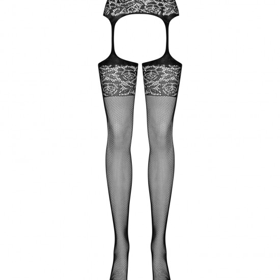 Сітчасті панчохи-стокінги з імітацією гартерів Obsessive Garter stockings S500S/M/L, чорні, з доступ Сітчасті панчохи-стокінги з імітацією гартерів Obsessive Garter stockings S500S/M/L, чорні, з доступ