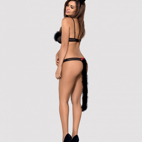 Еротичний костюм гепарду Obsessive Gepardina 3 pcs costume L/XL, чорний, хутряне оздоблення, монокін Еротичний костюм гепарду Obsessive Gepardina 3 pcs costume L/XL, чорний, хутряне оздоблення, монокін