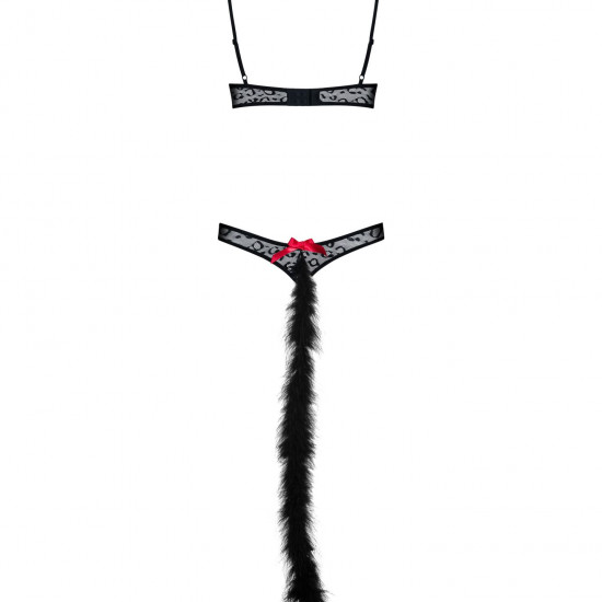 Еротичний костюм гепарду Obsessive Gepardina 3 pcs costume L/XL, чорний, хутряне оздоблення, монокін Еротичний костюм гепарду Obsessive Gepardina 3 pcs costume L/XL, чорний, хутряне оздоблення, монокін