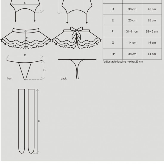 Еротичний костюм покоївки зі спідницею Obsessive Housemaid 5 pcs costume L/XL, чорно-білий, топ з пі Еротичний костюм покоївки зі спідницею Obsessive Housemaid 5 pcs costume L/XL, чорно-білий, топ з пі